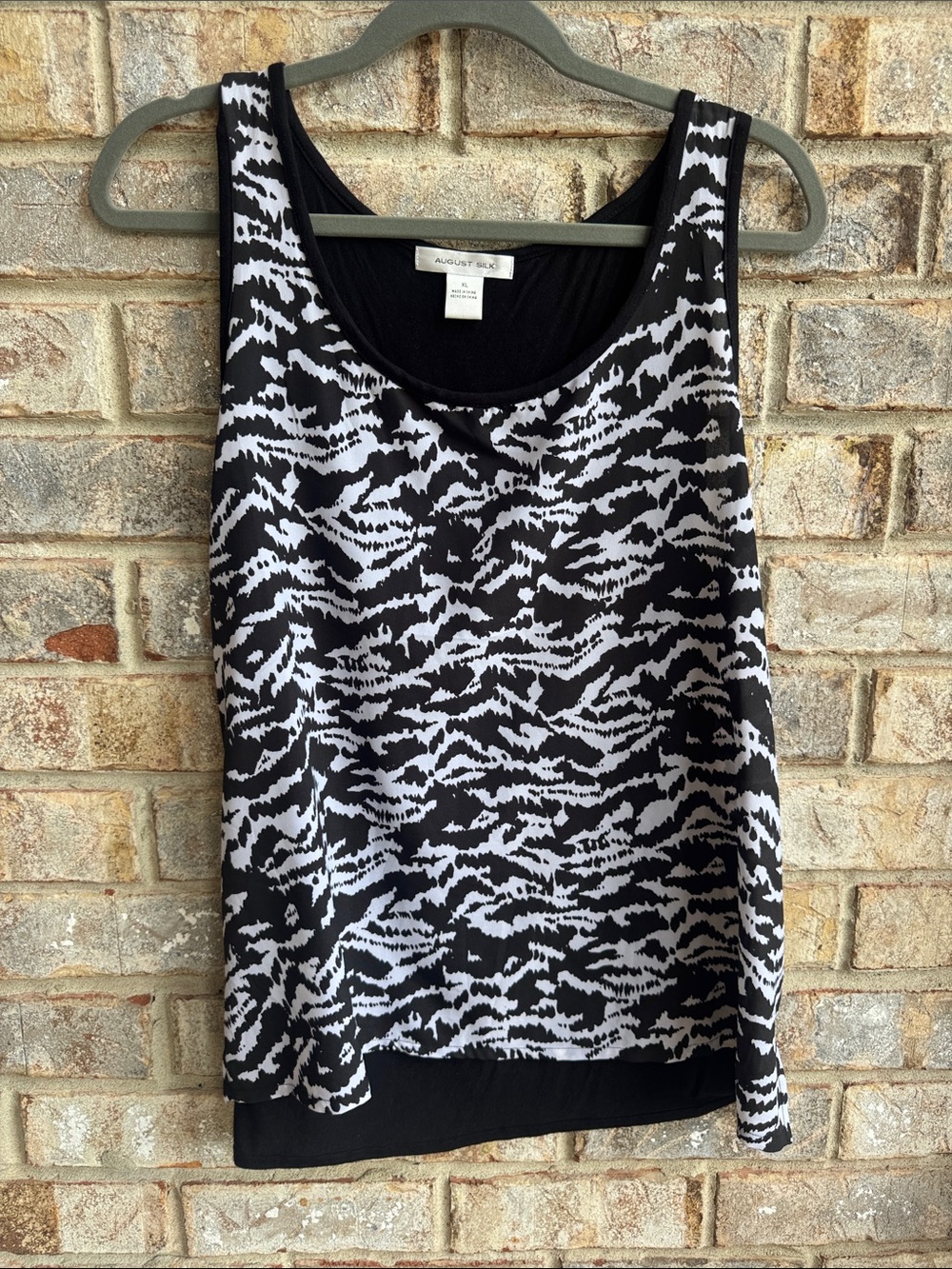 august silk Black & White Abstract Print Tank